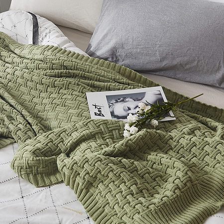 北欧休闲午睡毯素色毛线针织毯子盖被简约沙发装饰搭毯床尾搭巾