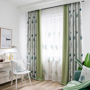 新款北欧风格窗帘成品简约现代遮光客厅卧室飘窗美式轻奢棉麻布料